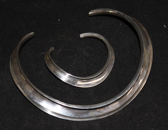 Palle Biscaard - a Danish sterling silver torque and bangle.